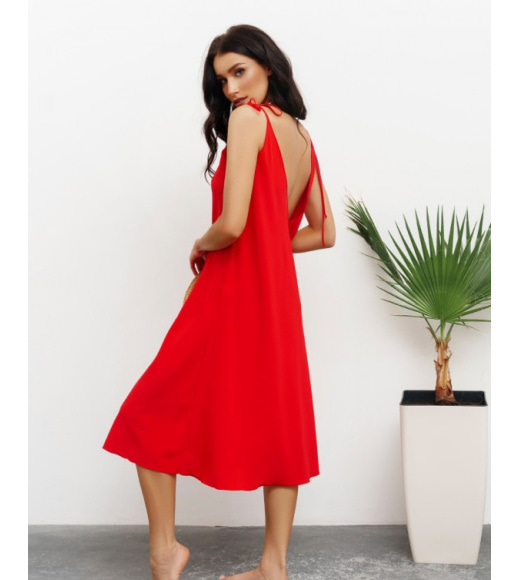 Червона сукня-комбінація розкльошеного крою