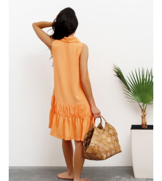 Помаранчева сукня-сорочка з воланами