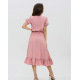 Розовое приталенное платье на пуговицах