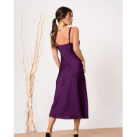 Фиолетовое шелковое платье-комбинация на бретельках