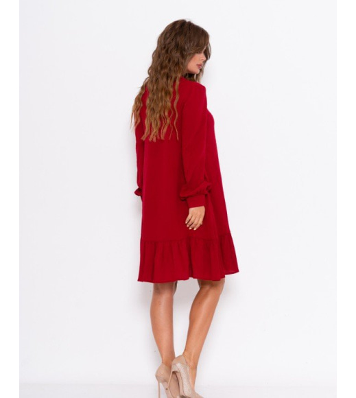 Червона крепдешинова сукня з воланом