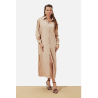 Длинное бежевое хлопковое платье-рубашка Seventeen 2287.6352