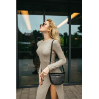 Серое длинное платье из турецкой ангоры с разрезом Seventeen 2022.5254