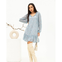 Голубое шифоновое цветочное платье