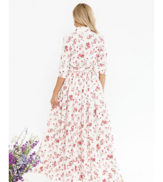 Длинное платье с разрезом и цветочным принтом
