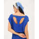 Синя бавовняна сукня з фігурним вирізом спинки