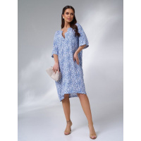 Синее хлопковое платье свободного кроя