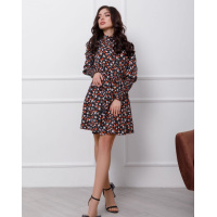 Черное принтованное платье с жаткой