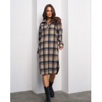 Шерстяное платье-рубашка в клетку