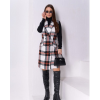 Клетчатое платье-тренч из шерсти без рукавов