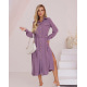 Темно-фіолетове плаття-сорочка з бічними розрізами
