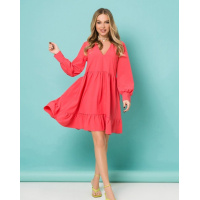 Красное свободное платье с воланами