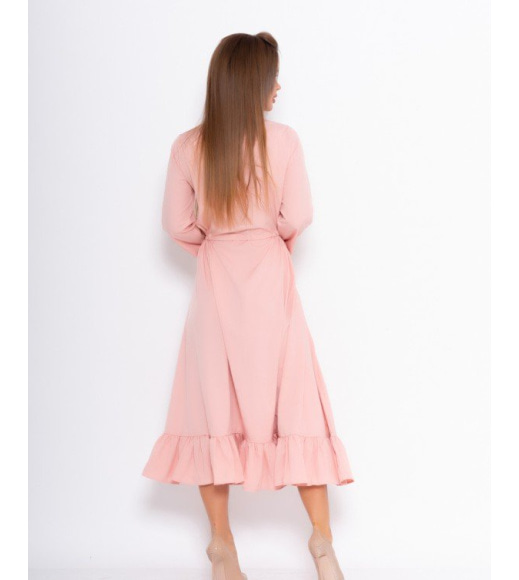 Розовое платье на пуговицах с кулиской
