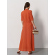 Терракотовое хлопковое платье-рубашка с разрезами