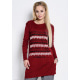 Бордове плаття-светр з тонкої вовни з декором спереду