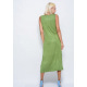 Зеленое длинное платье без рукавов