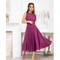 Фиолетовое классическое платье без рукавов