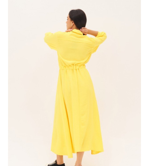 Жовта довга сукня-сорочка на ґудзиках
