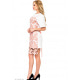 Белое платье-футболка с розовой накладкой из кружева мулине впереди
