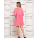 Розовое свободное платье-рубашка со сборками