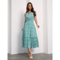 Цветочное зеленое платье из хлопка