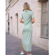 Оливкова фактурна сукня-поло з боковим розрізом