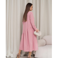 Розовое платье с асимметричным воланом
