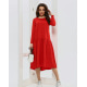 Красное свободное платье с длинными рукавами
