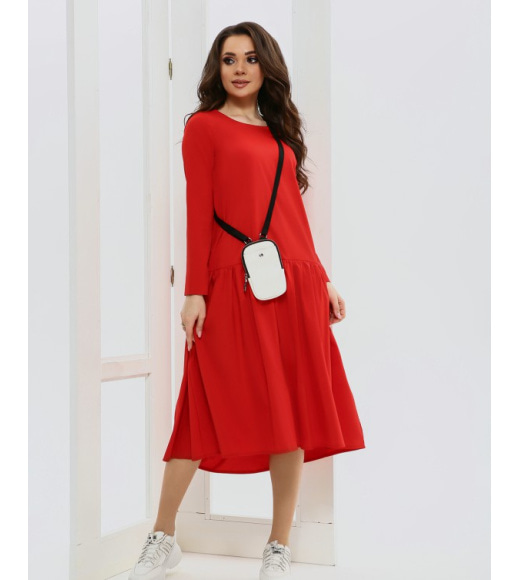 Червоне вільне плаття з довгими рукавами