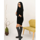 Черное шерстяное платье-свитер крупной вязки