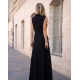 Черное длинное платье-рубашка из льна