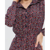 Цветочное платье-рубашка с длинными рукавами