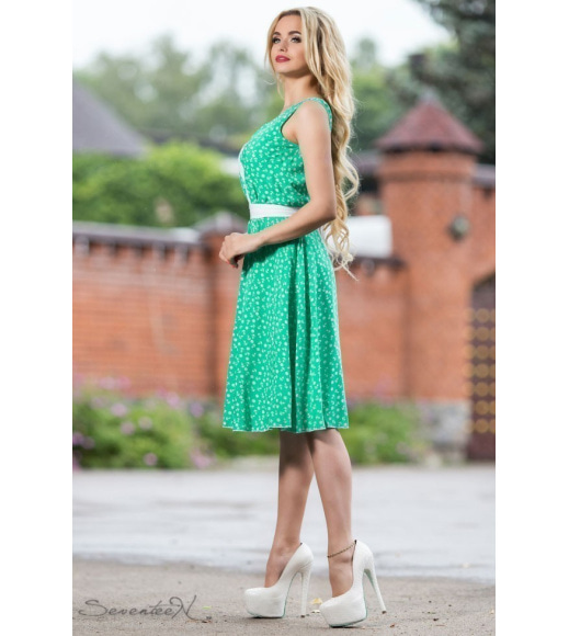 Платье 655.1781 бирюзово-зеленый, белый