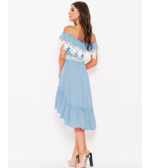 Блакитна асиметрична котонова сукня з відворотом