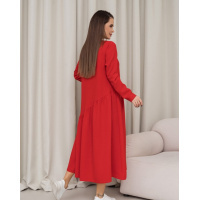 Червона сукня з асиметричним воланом