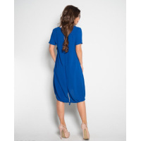 Синее свободное платье с короткими рукавами