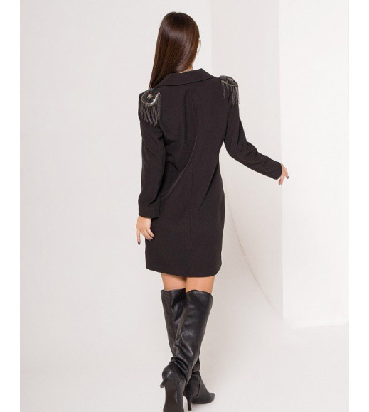 Чорна сукня-піджак з еполетами