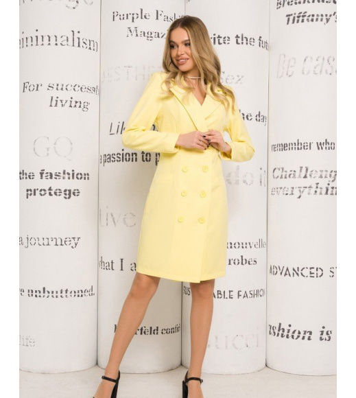 Желтое классическое платье-пиджак