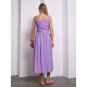 Сиреневый льняной сарафан кроя на запах