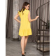 Желтое креповое платье-рубашка без рукавов