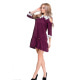 Фиолетовое замшевое платье-трапеция с разрезами на плечах и белым кружевным воротничком