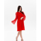 Червона сукня-трапеція з напівпрозорими рукавами