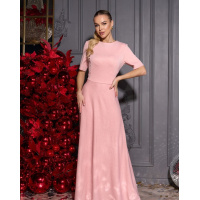 Розовое блестящее платье макси длины