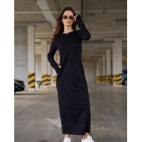 Черное ангоровое длинное платье облегающего кроя