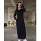 Черное ангоровое длинное платье облегающего кроя