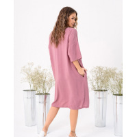 Рожева бавовняна сукня з вирізом у горловини