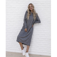 Серое ангоровое платье кроя летучая мышь