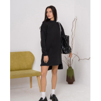 Черное утепленное флисом асимметричное платье