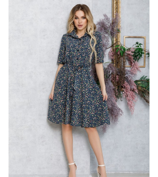 Квіткове плаття-сорочка з короткими рукавами