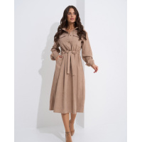 Бежевое платье-рубашка из вельвета
